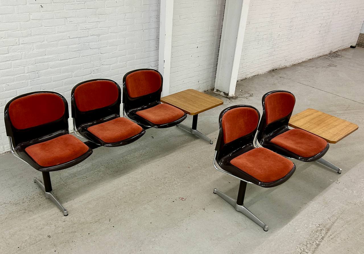 Vintage 3-zits wachtkamerbank Drabert Stahlmöbel 1970