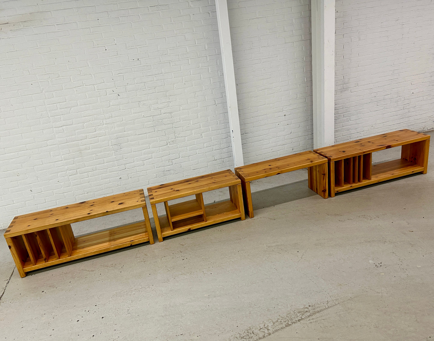 4 x vintage Aksel Kjersgaard pine wood storage benches