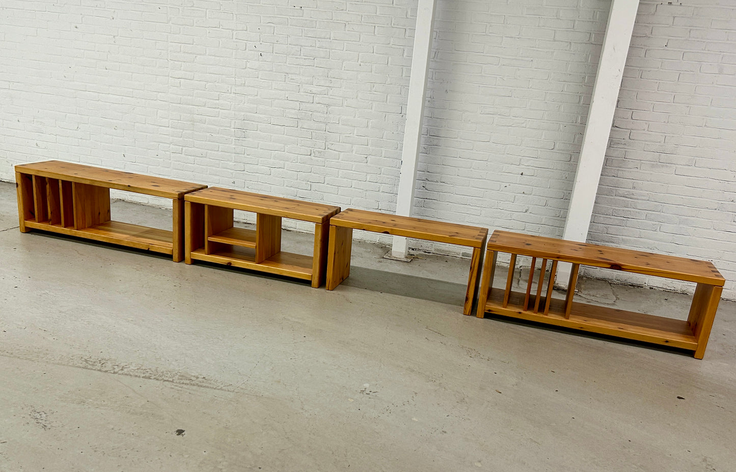 4 x vintage Aksel Kjersgaard pine wood storage benches