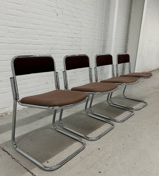 4 x vintage buisframe stoelen