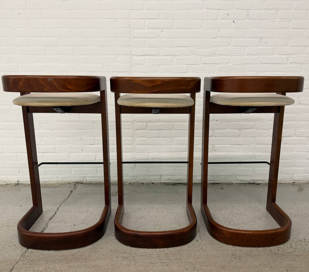 3 Vintage Willy Rizzo Stijl Barkrukken