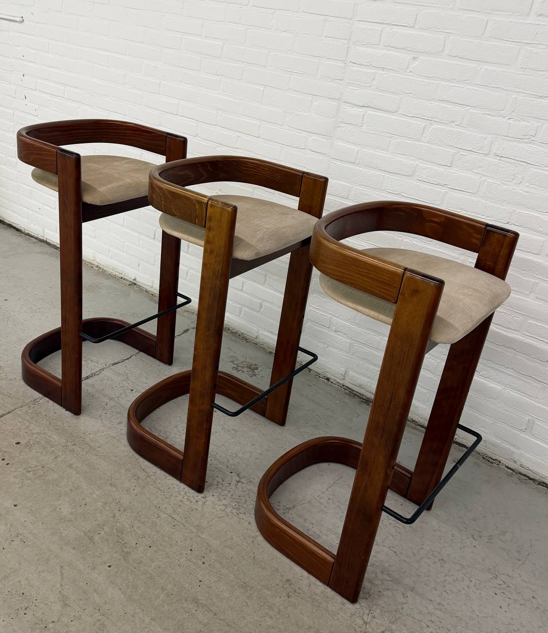 3 Vintage Willy Rizzo Stijl Barkrukken