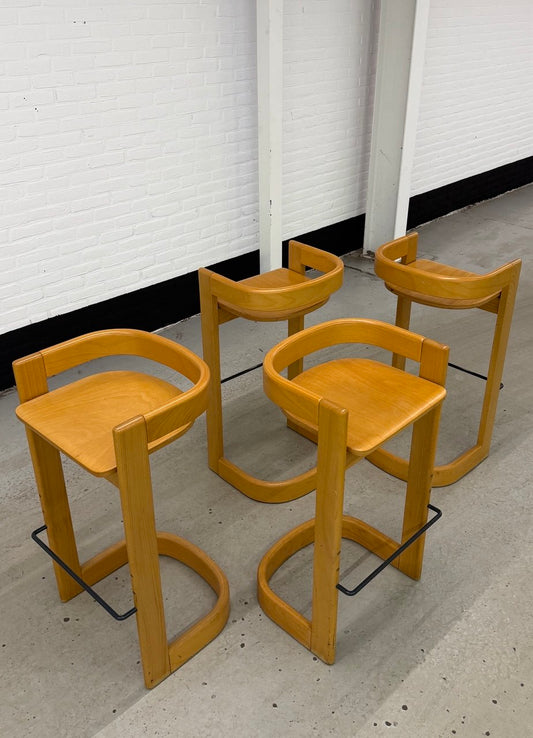Set van 4 Willy Rizzo stijl barkrukken
