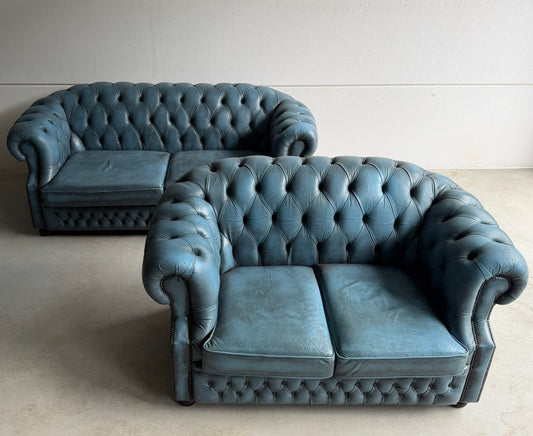 SETPRIJS Vintage Engels Chesterfield bankstel