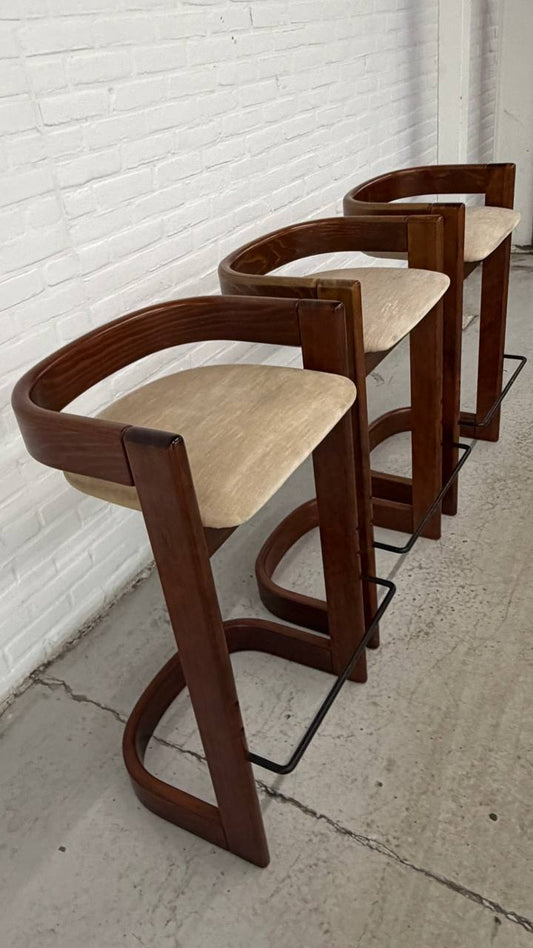 3 Vintage Willy Rizzo Stijl Barkrukken