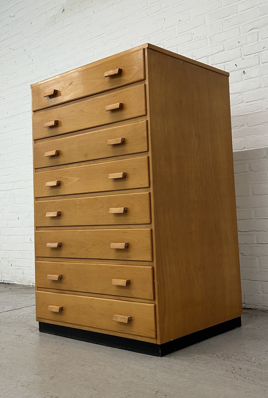 Vintage Schoolkast Papierkast Ladekast