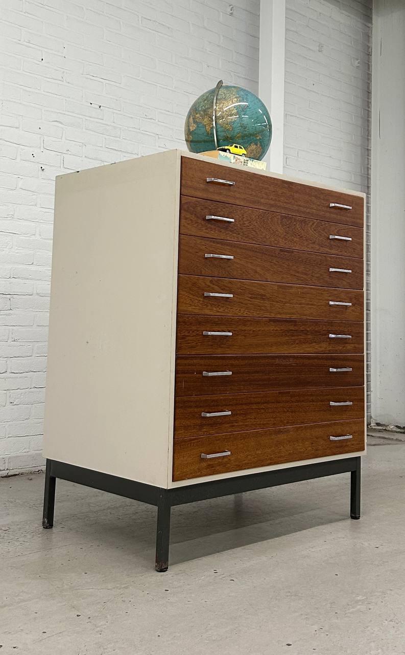 Vintage Papierkast Schoolkast Architectenkast