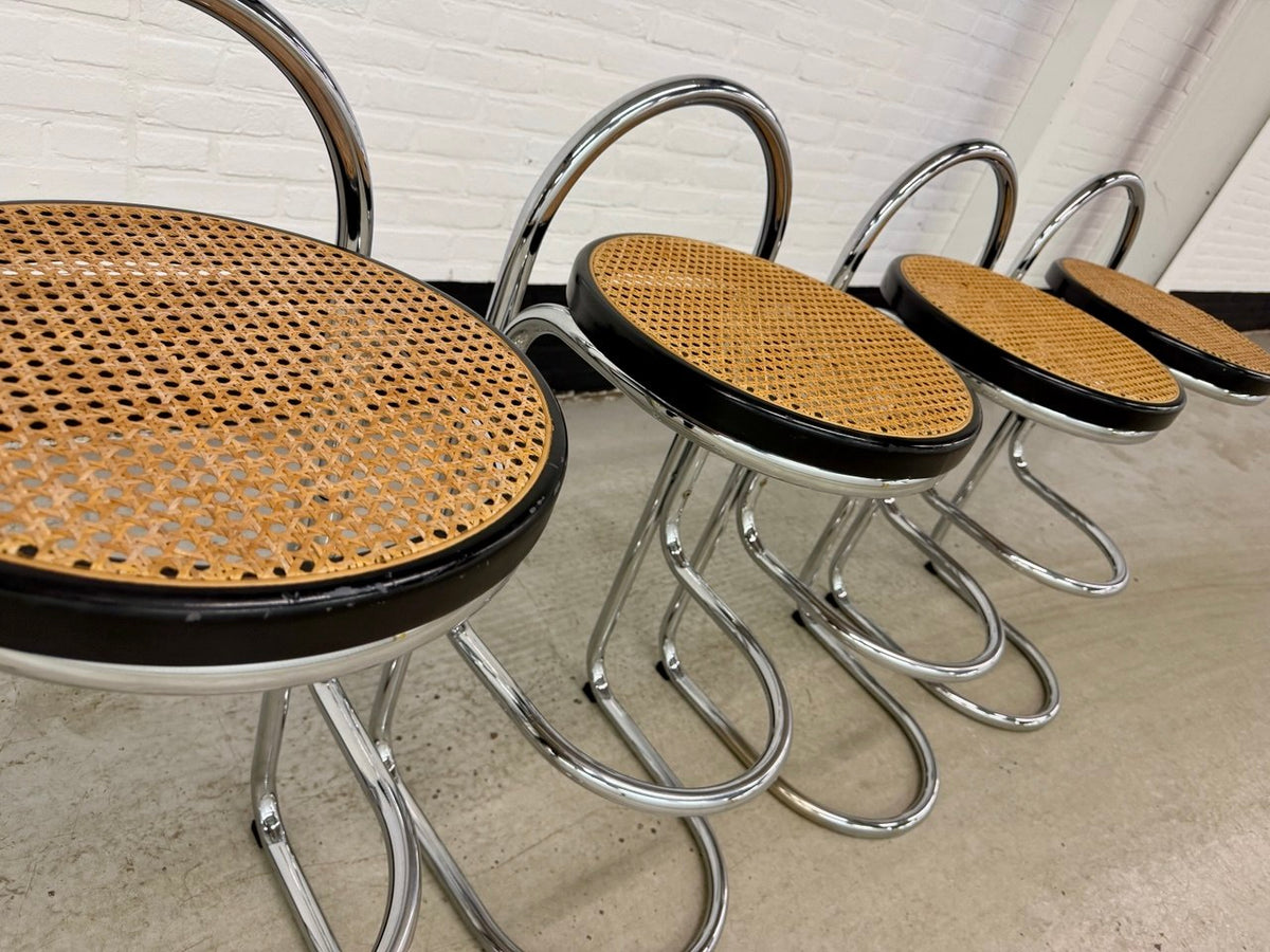 4 vintage Italy chrome barstools