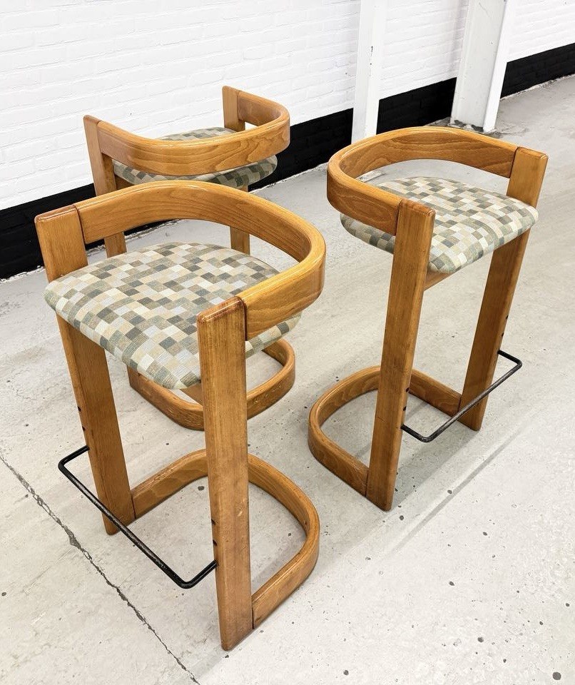 3 vintage Willy Rizzo stijl barkrukken