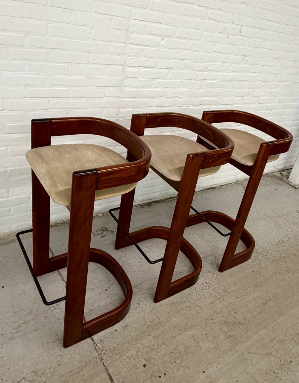 3 Vintage Willy Rizzo Stijl Barkrukken